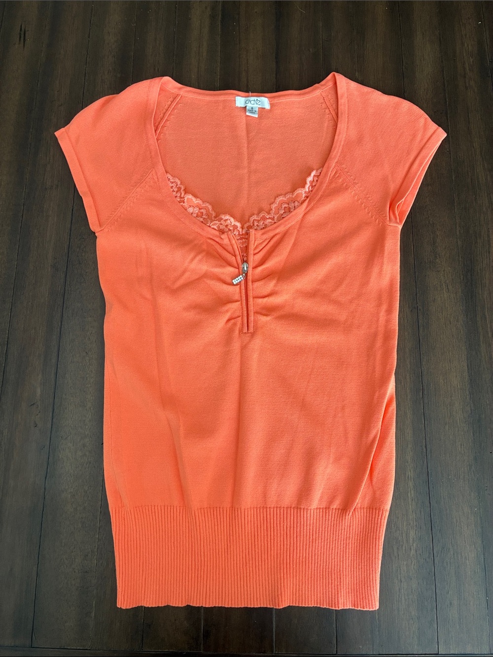 Cache Coral Lace-Trim Zip Front Tank